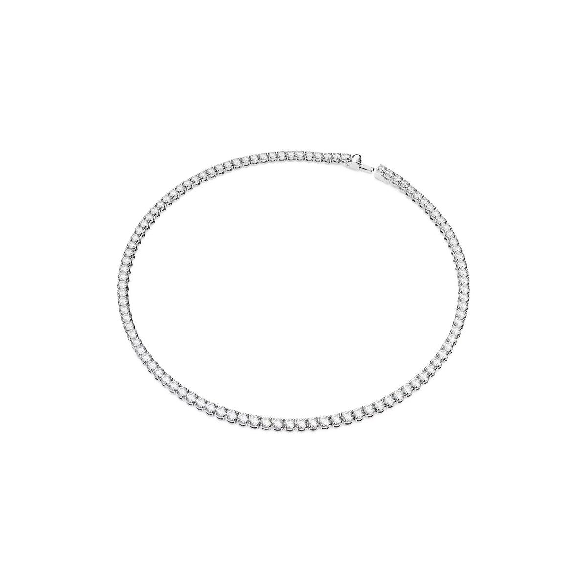 The Swarovski Matrix Tennis Necklace & Earring Set, a silver rhodium-plated jewelry set from Swarovski, at OD’s Jewellers in St Helens.