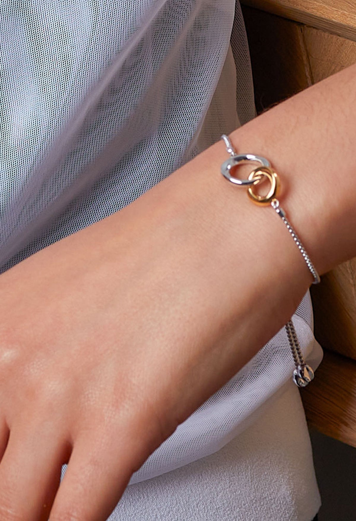 The Kit Heath Bevel Cirque Link Golden Toggle Bracelet in Silver Gold Plated, a gold-plated silver bracelet from Kit Heath, OD’s Jewellers in St Helens.