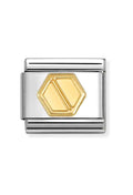 Composable Nomination Classic Link with a gold-tone hexagon design, perfect for personalized charm bracelets.