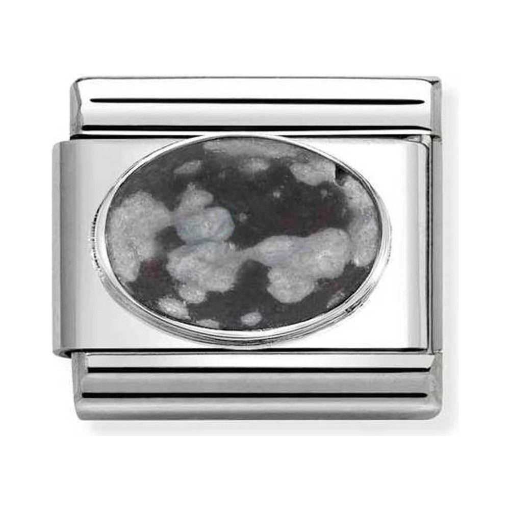 Nomination Composable Silver Matt Oval Obsidian Charm *