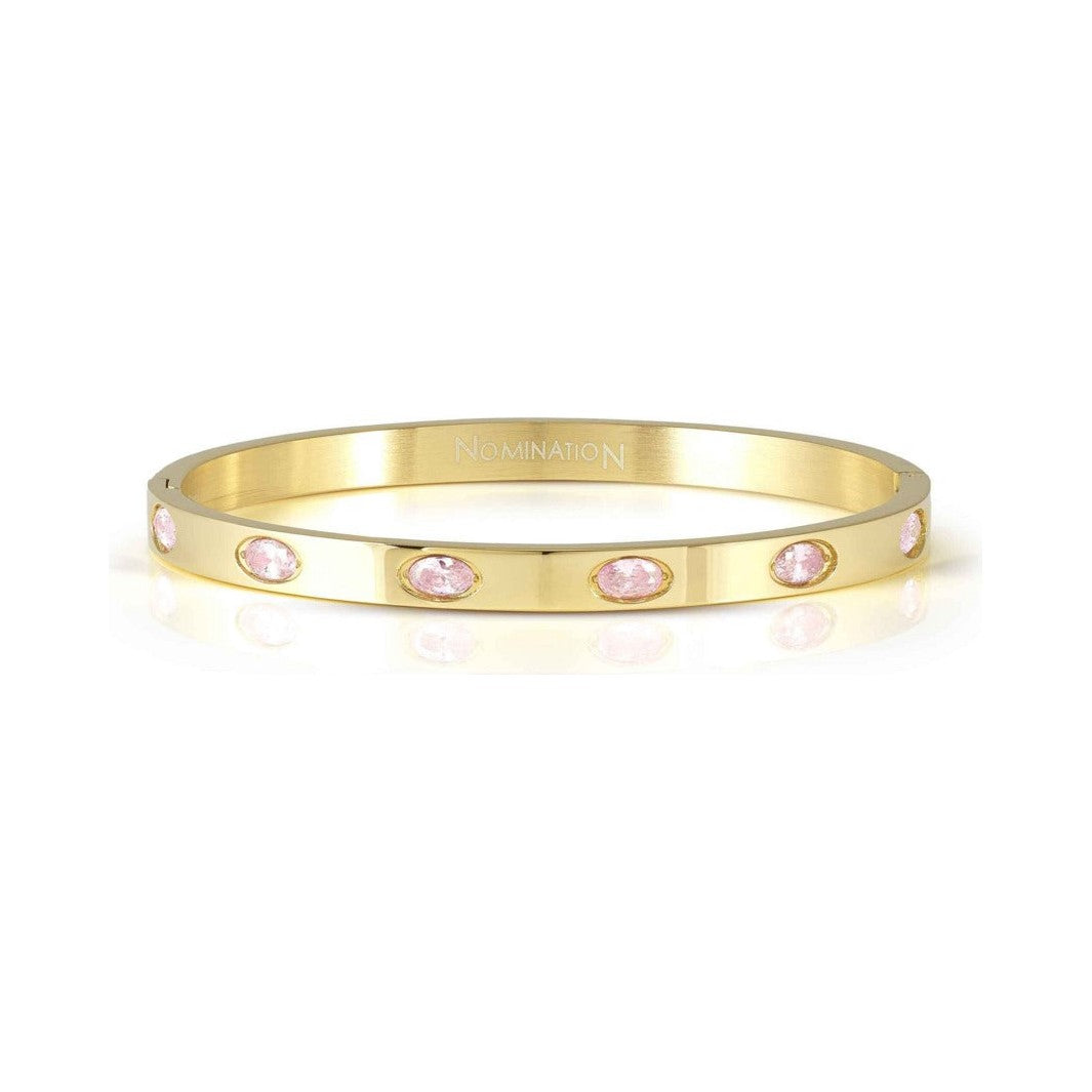Nomination Pretty Bangles Gold Tone 6 Pink Oval CZ