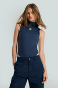 Women's Red Run Activewear Bodysuit in Navy