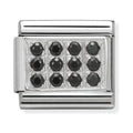 Composable Nomination Link charm with black cubic zirconia stones. Add to a bracelet.