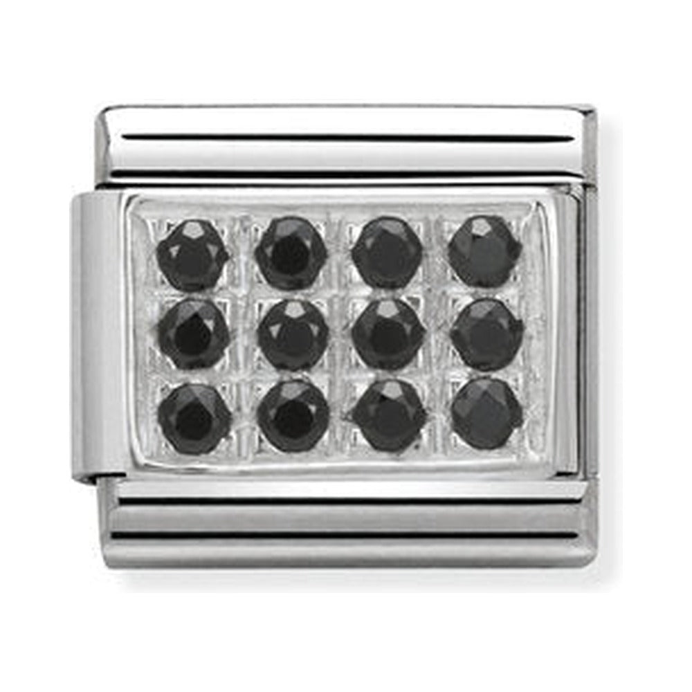 Composable Nomination Link charm with black cubic zirconia stones. Add to a bracelet.