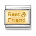 Nomination Composable Classic Link Engraved Signs BEST FRIEND WITH PAW in Stainless Steel with 18k Gold