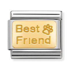 Nomination Composable Classic Link Engraved Signs BEST FRIEND WITH PAW in Stainless Steel with 18k Gold