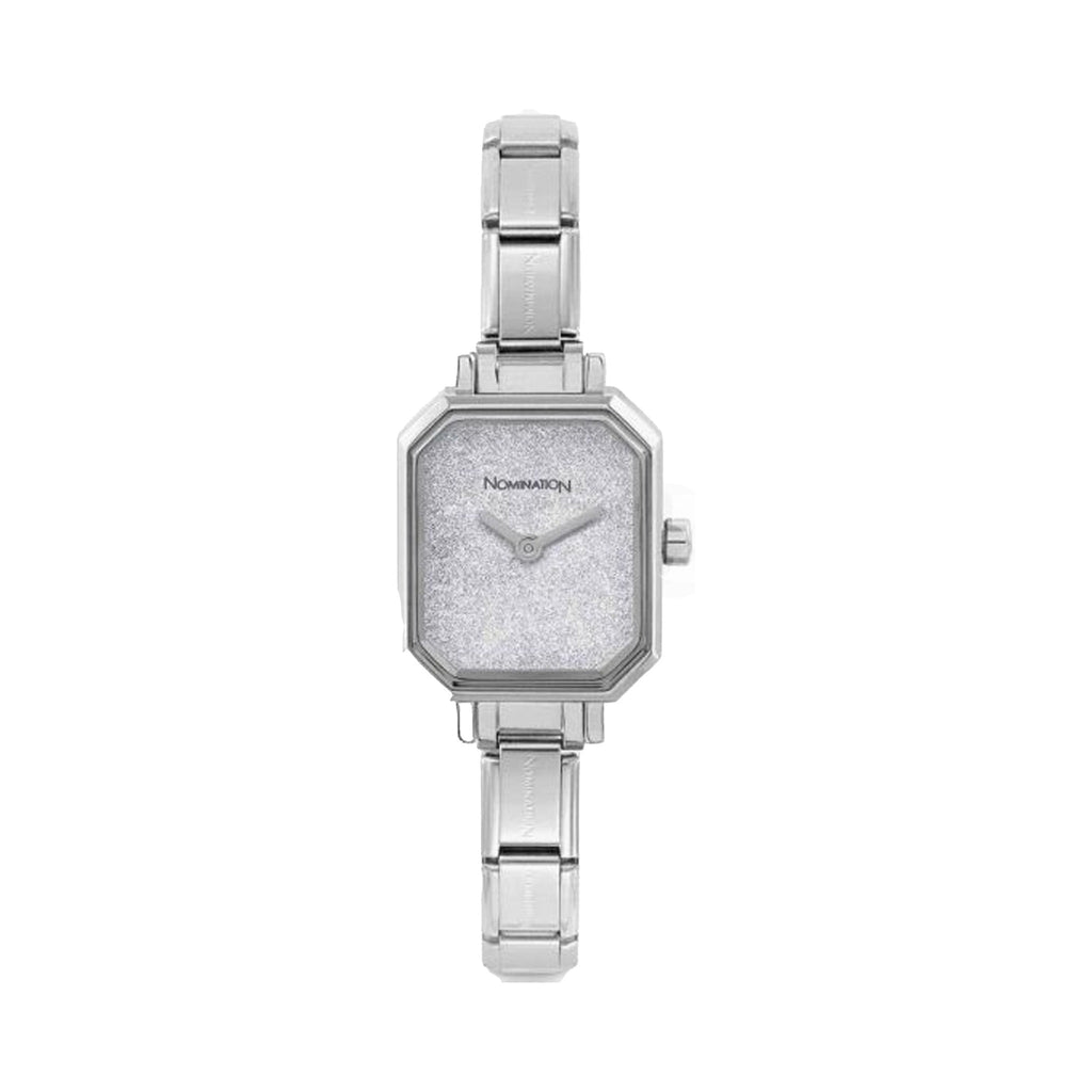 The Nomination Ladies Paris Rectangular Watch, a silver metal watch from Nomination Italy, available at OD’s Jewellers in St Helens.