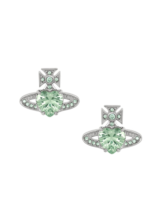 Vivienne Westwood Ariella Green Chrysolite Heart Crystal Earrings
