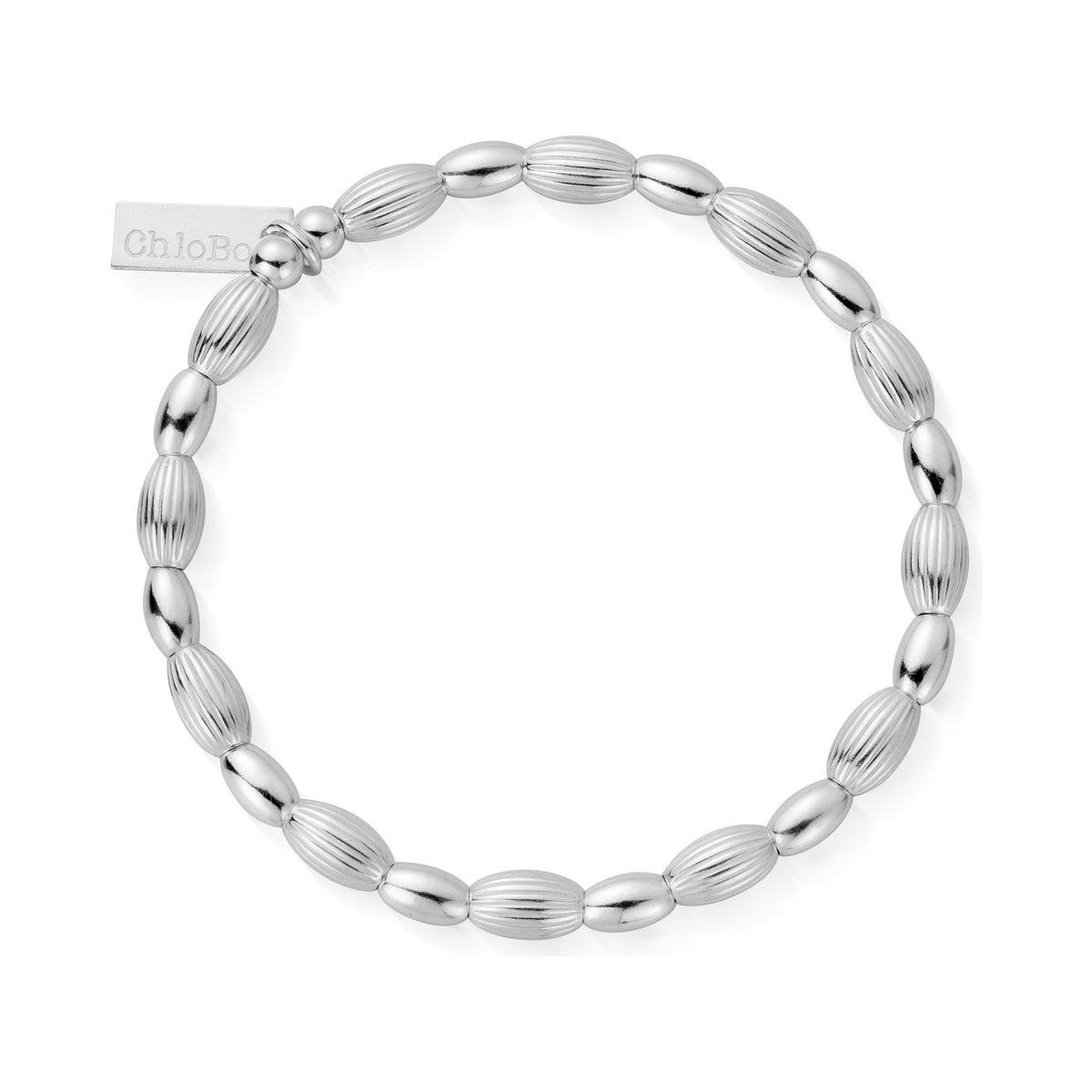 ChloBo Double Rice Bracelet featuring Sterling Silver beaded design with logo tag detail.