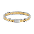 BOSS bracelet showcasing a two-tone design, blending gold and silver metal links for a stylish essential accessory.