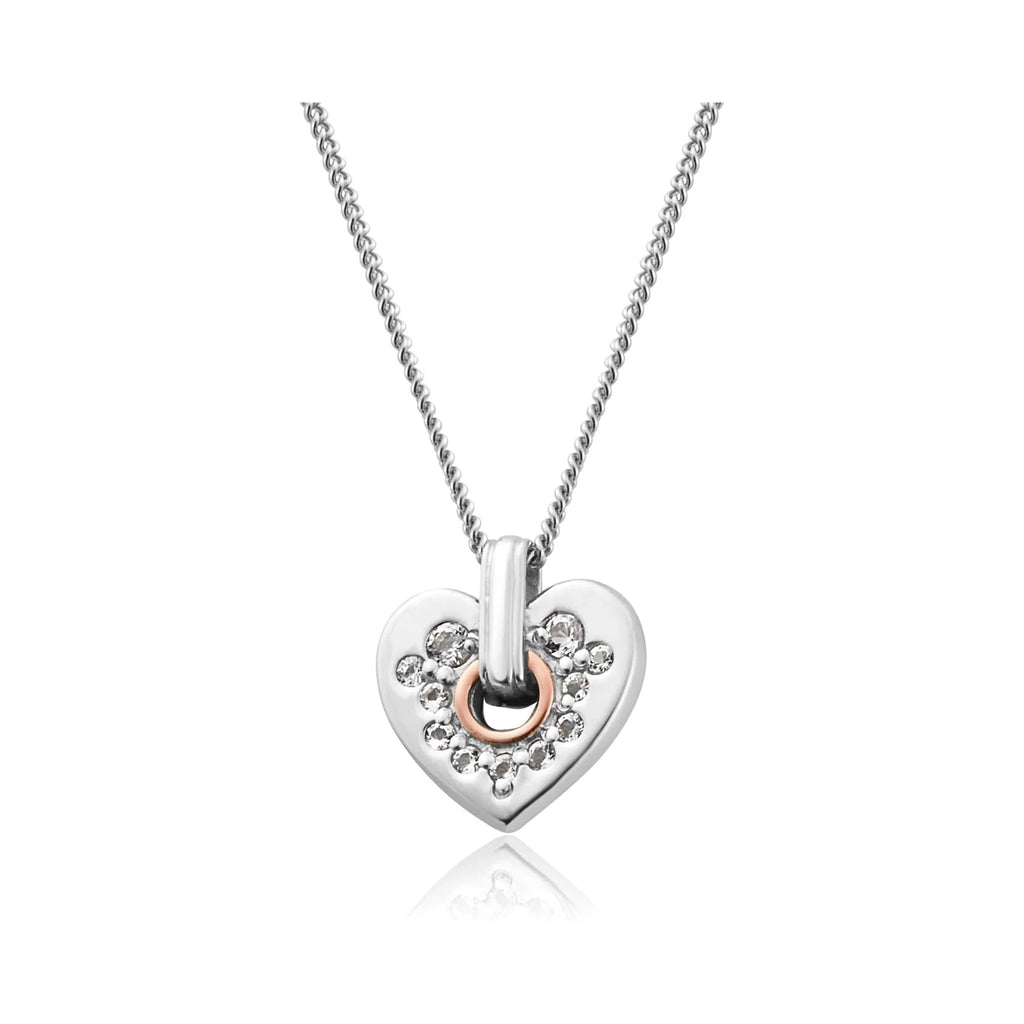 The Clogau Cariad Silver Sparkle Heart Pendant with White Topaz, a sterling silver necklace from Clogau, OD’s Jewellers, St Helens