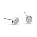 Silver Kit Heath Coast Pebble earrings with sparkling pave cubic zirconia detail; studio shot conveys luxury.