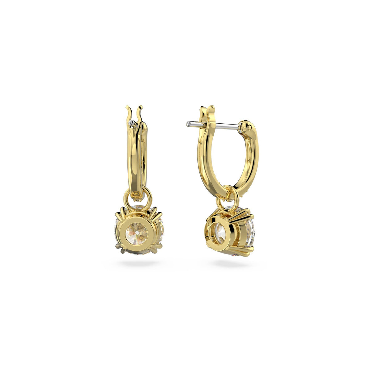 The Swarovski Constella Round Cut Pave Drop Earrings Gold Plated, a gold plated earrings from Swarovski, available at OD’s Jewellers in St Helens.