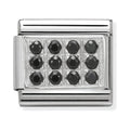 Composable Nomination Link charm with black cubic zirconia stones. Add to a bracelet.