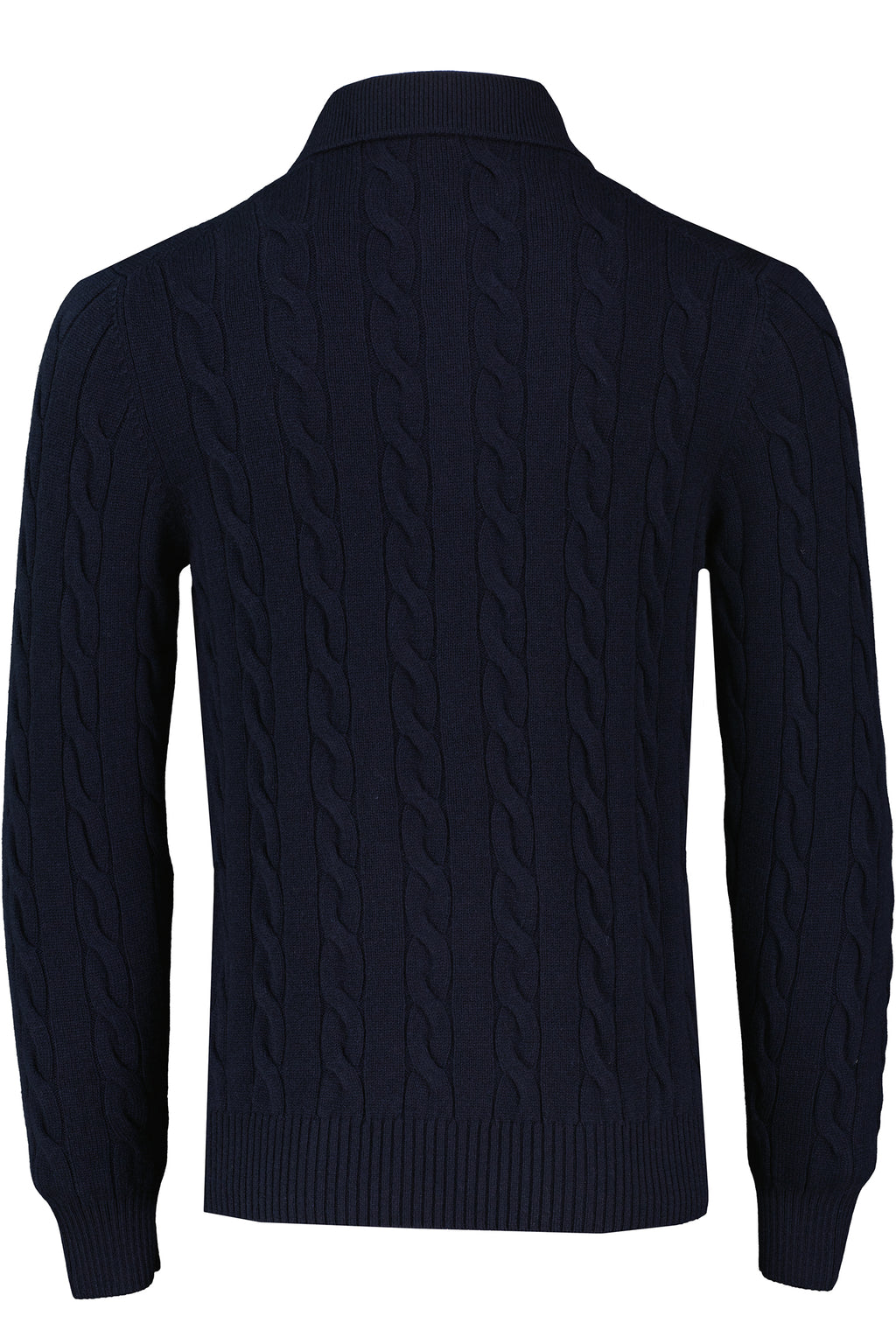 Men's Gran Sasso Navy Long Sleeve Cable Knit Polo Shirt - image 3