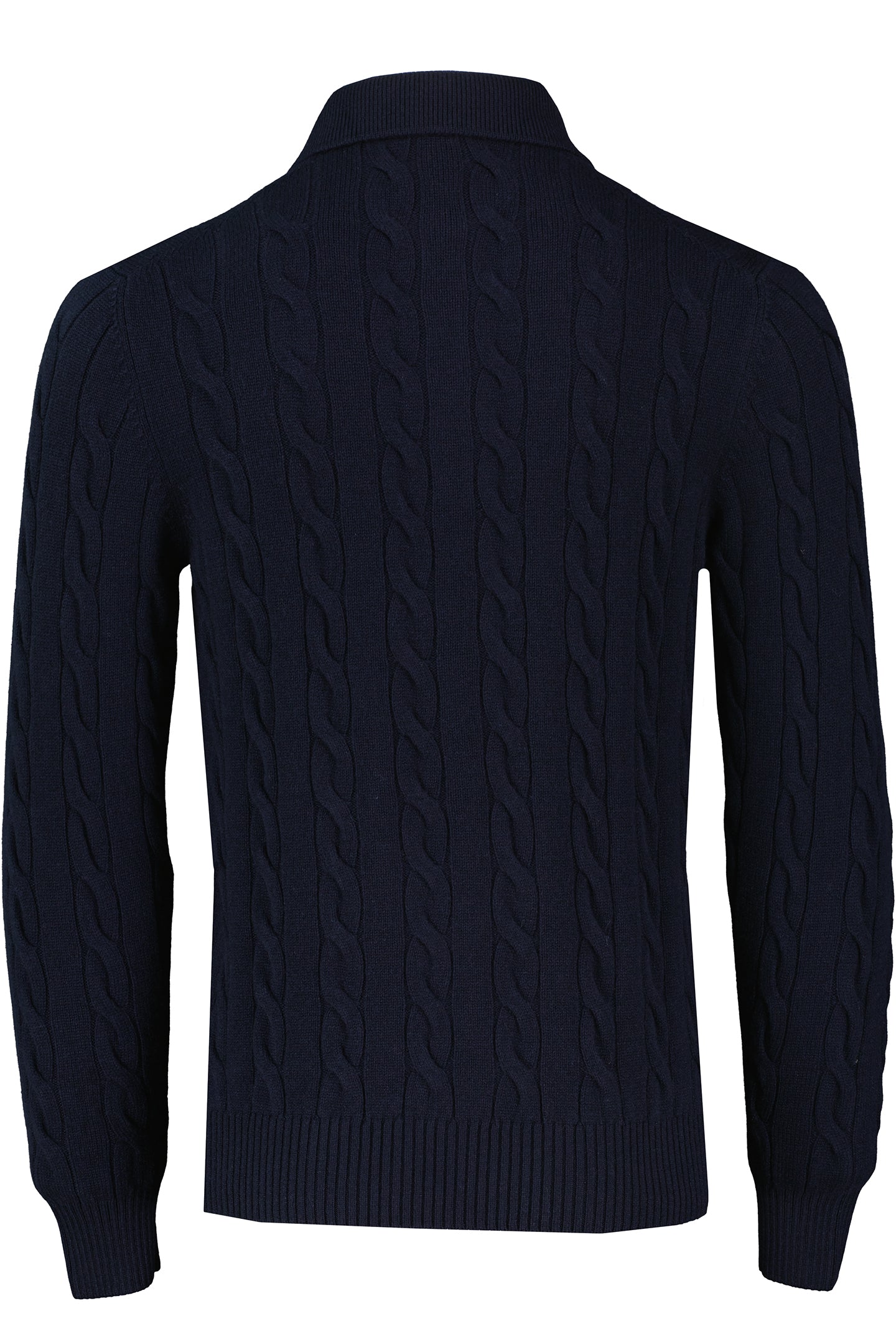 Men's Gran Sasso Navy Long Sleeve Cable Knit Polo Shirt - image 3