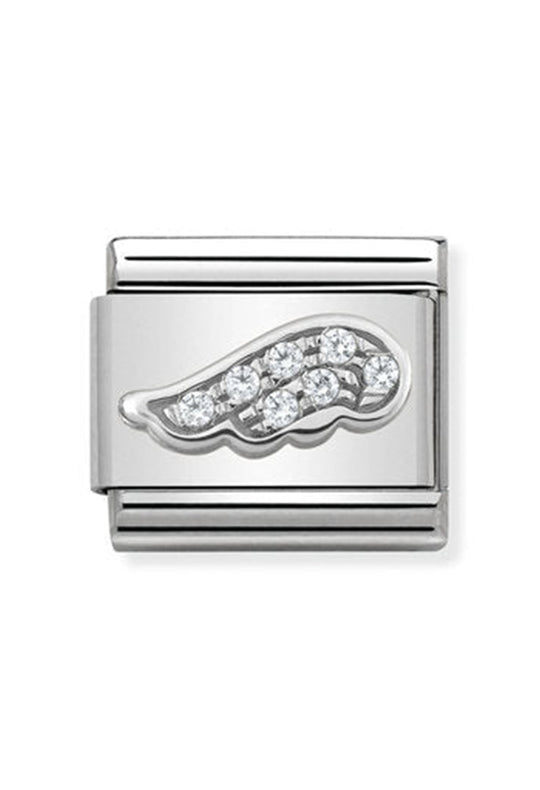 Nomination Composable Classic Link CL Symbols White Wing in Cubic Zirconia and 925 Silver