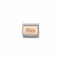 Composable Nomination charm link featuring the engraved word "Nana" in rose gold. Add to your personalized bracelet.