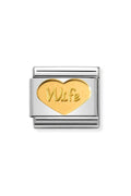 Silver and gold "Wife" bracelet charm.