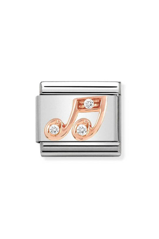 Nomination Composable Classic Link SYMBOLS MUSIC NOTE in Stainless Steel with 9K Rose Gold and Cubic Zirconia