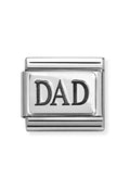 Composable Nomination link, "DAD" in silver. A meaningful charm for a bracelet honoring fathers.