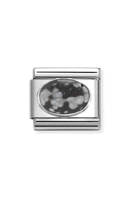 Nomination Composable Silver Oval Obsidian Charm *