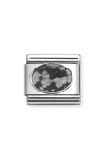 Nomination Composable Silver Matt Oval Obsidian Charm *