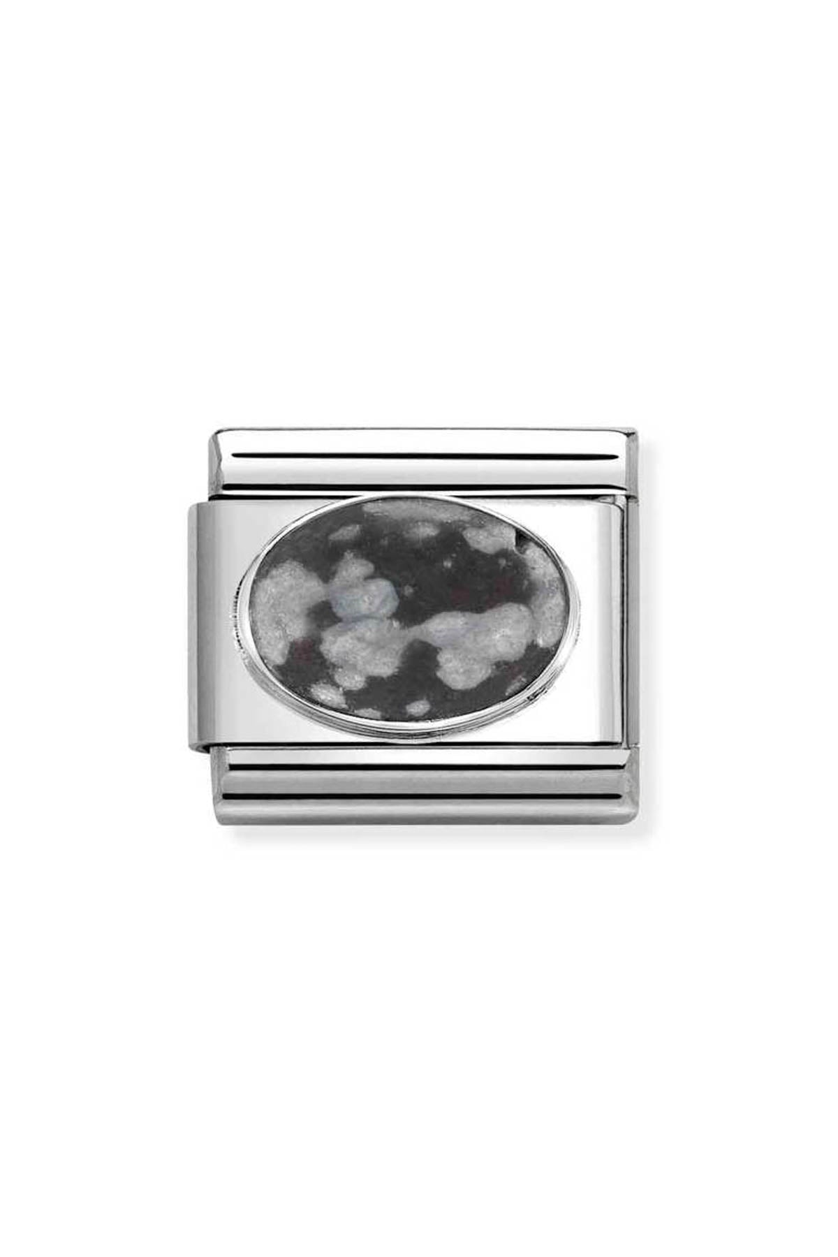 Nomination Composable Silver Matt Oval Obsidian Charm *