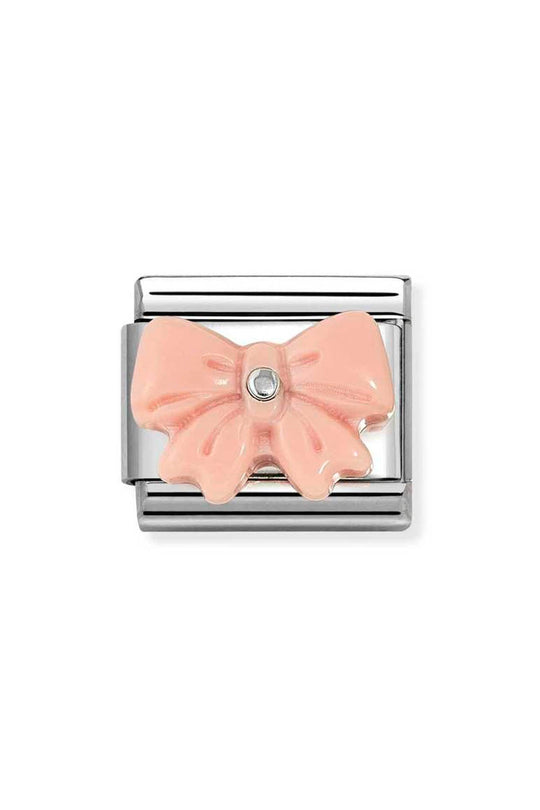 Composable Silver, Pink Resin Bow Charm 330509/21