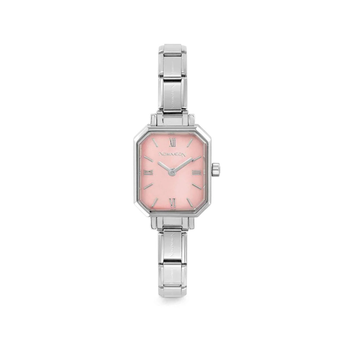 Ladies Nomination Paris watch displaying its pastel pink dial, silver case and bracelet, a stylish everyday timepiece.