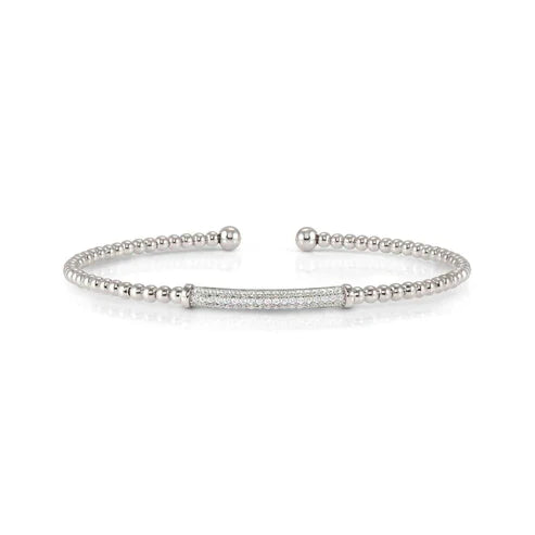 Nomination Fashion Era Pave` CZ Rigid Beaded Bangle 925 Silver