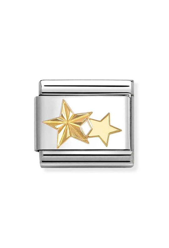 Composable Gold Diamond Cut Double Stars Charm 030149/65