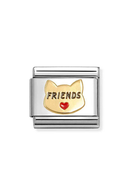 Composable Gold, Cats With Red Hearts Charm 030285/70