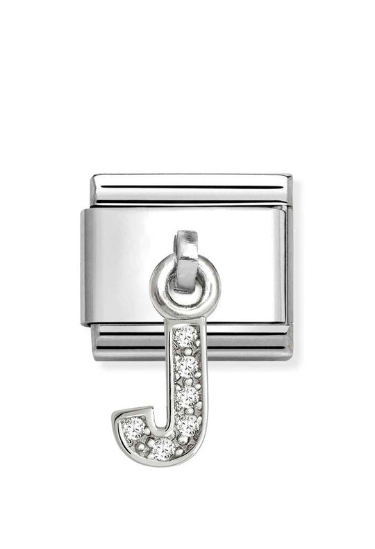 Composable Silver Initial 'J' CZ Drop Charm 331818/10