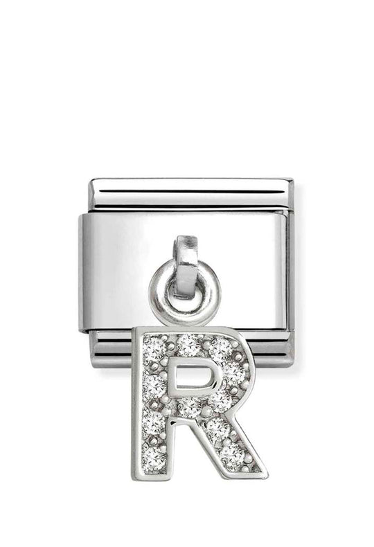 Composable Silver Initial 'R' CZ Drop Charm 331818/18