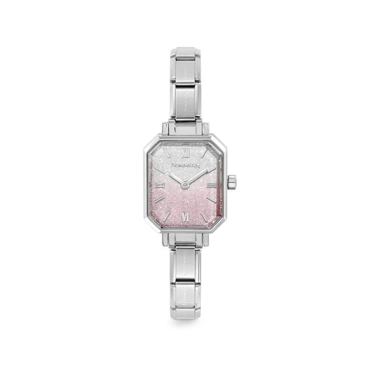 Paris Rectangular Pink Gradient Glitter Dial Watch 076037/034