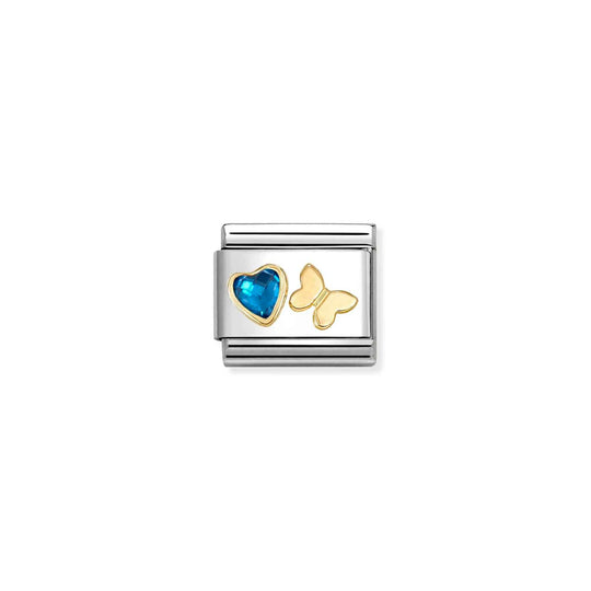 Nomination Composable Blue Heart Gold Butterfly Charm 030613/16