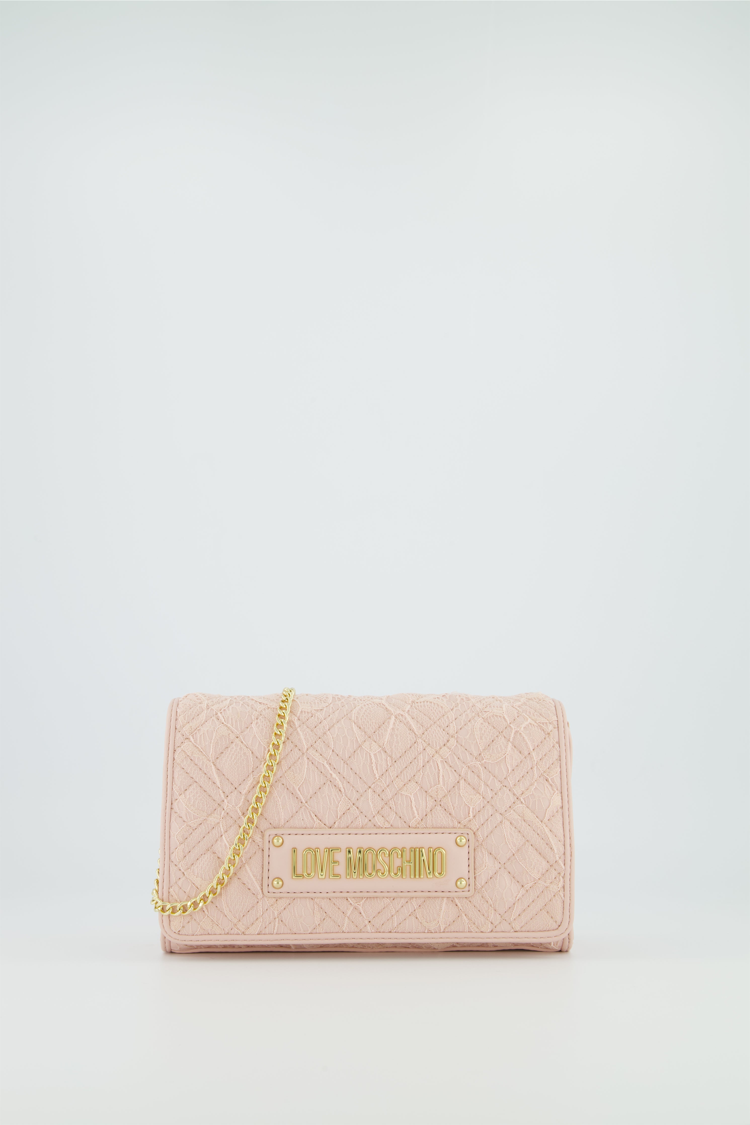 Women's Love Moschino Pink Lace Box Clutch Bag