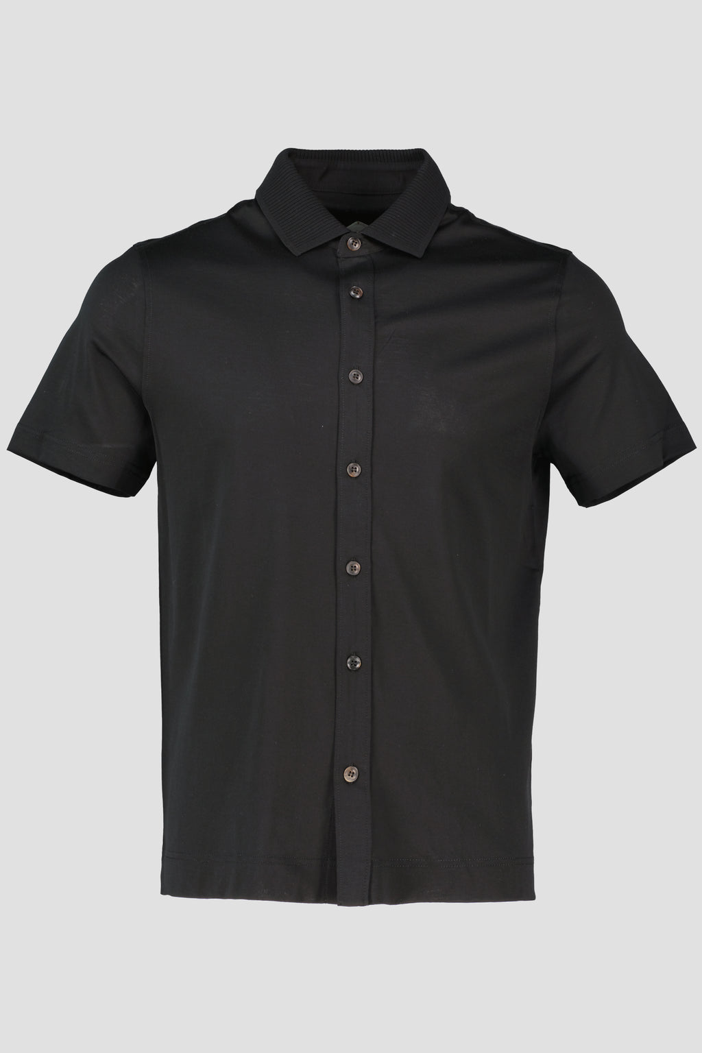 Men's Pal Zileri Mercerised Black Full Button Up Polo Shirt - image 2