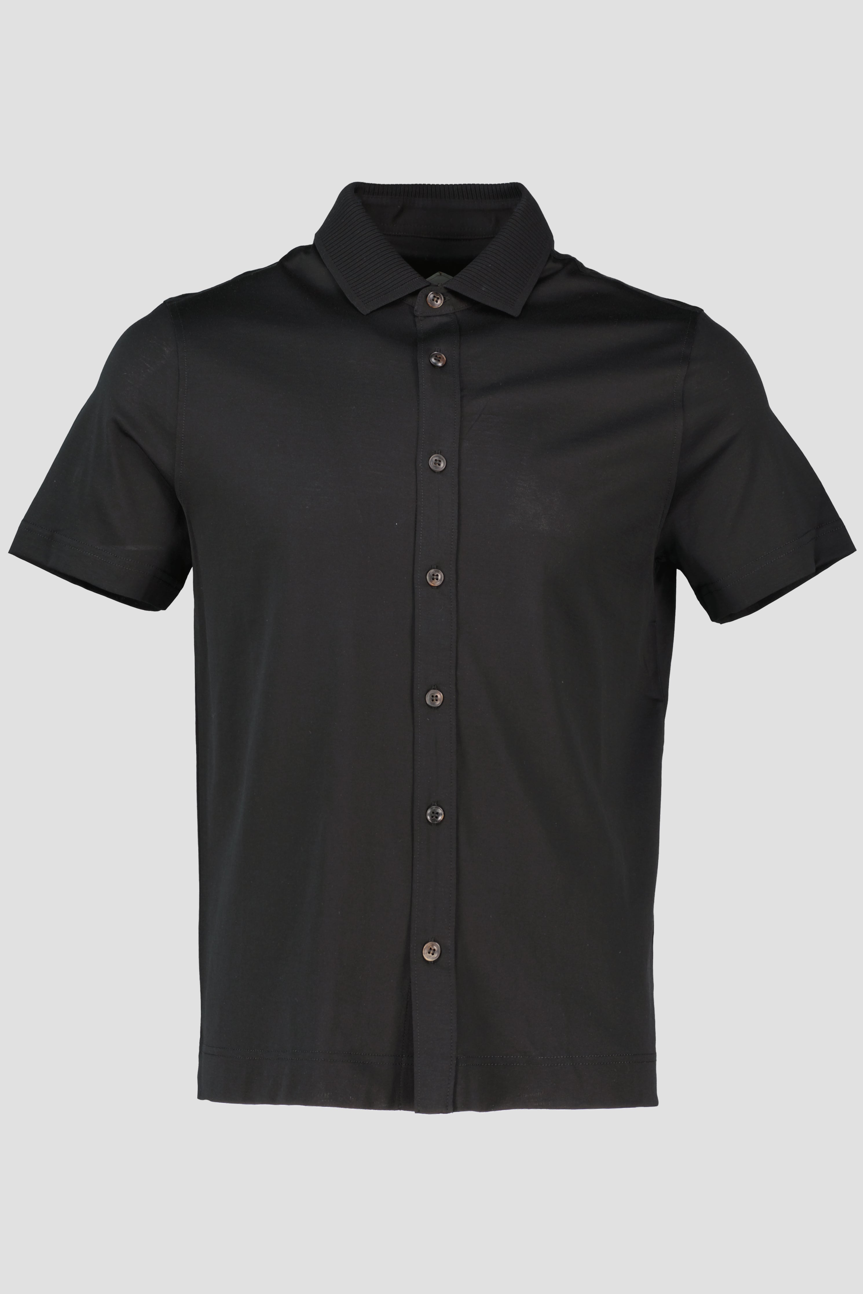 Men's Pal Zileri Mercerised Black Full Button Up Polo Shirt - image 2