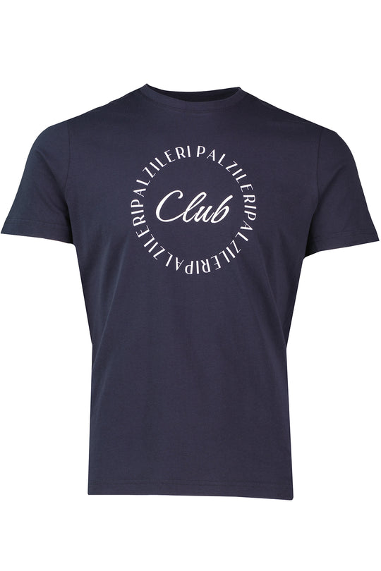 Men's Pal Zileri Navy Blue Graphic Club Print T Shirt