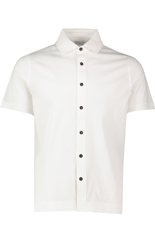 Men's Pal Zileri Mercerised White Full Button Up Polo Shirt