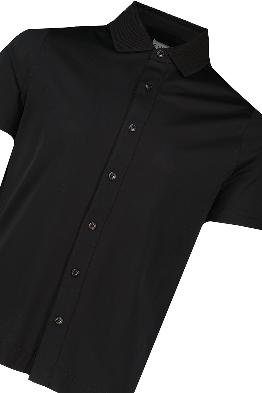 Men's Pal Zileri Mercerised Dark Grey Full Button Up Polo Shirt - image 4
