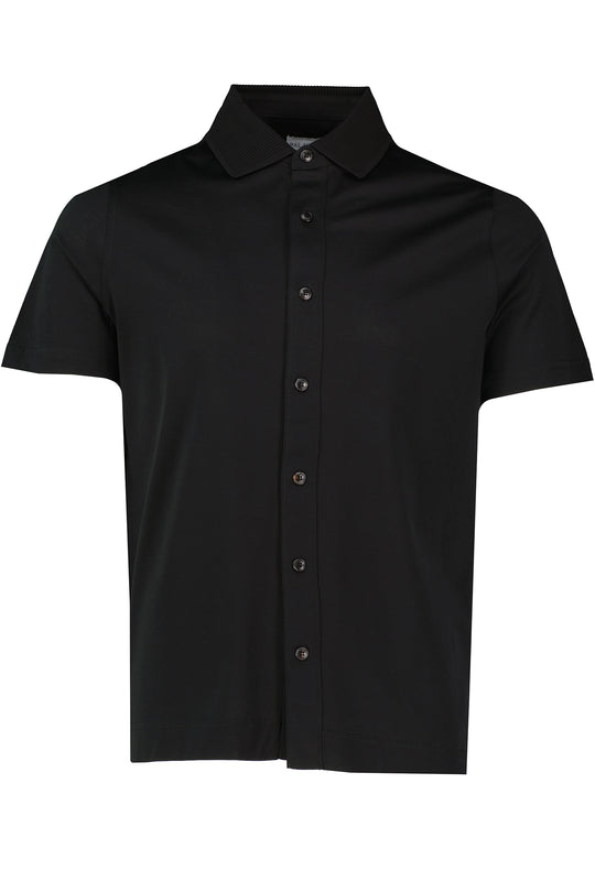 Men's Pal Zileri Mercerised Dark Grey Full Button Up Polo Shirt