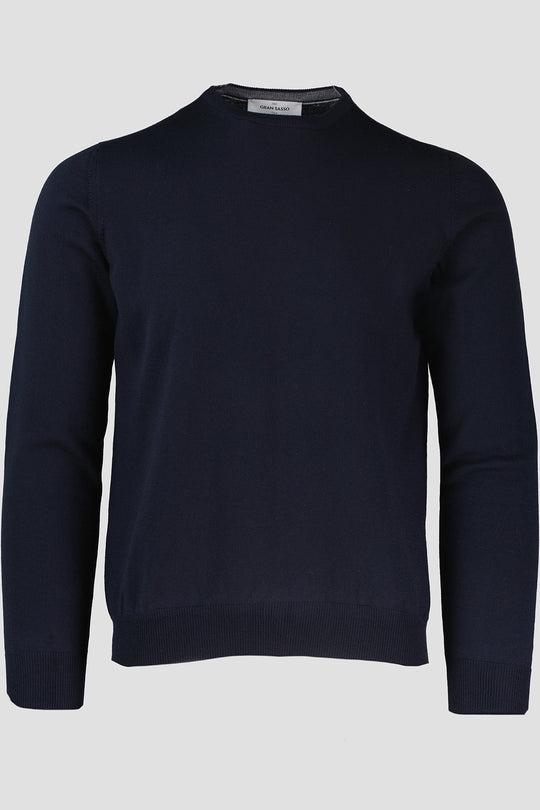 Men's Gran Sasso Navy Crew Neck Knitted Jumper