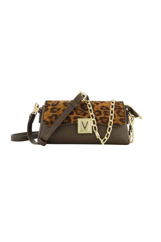 Women's Valentino Evissa Brown Animal Print Shoulder Bag