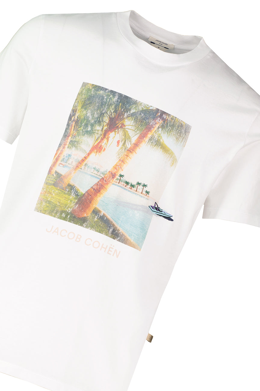 Mens Jacob Cohen Optical White Palm Tree T Shirt - image 4