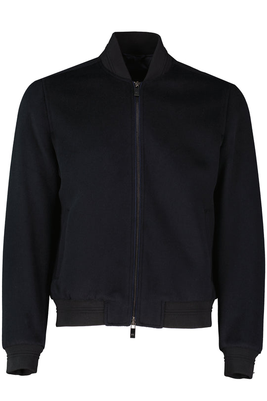 Men's Pal Zileri Navy Zip Up Wool Bomber Jacket