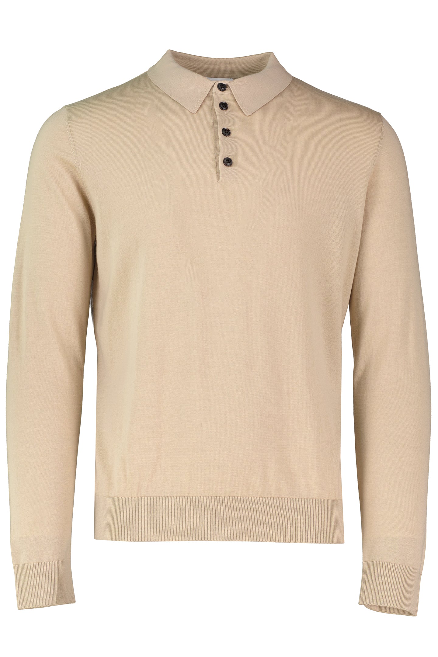 Men's Pal Zileri Light Brown Long Sleeve Knitted Polo Shirt