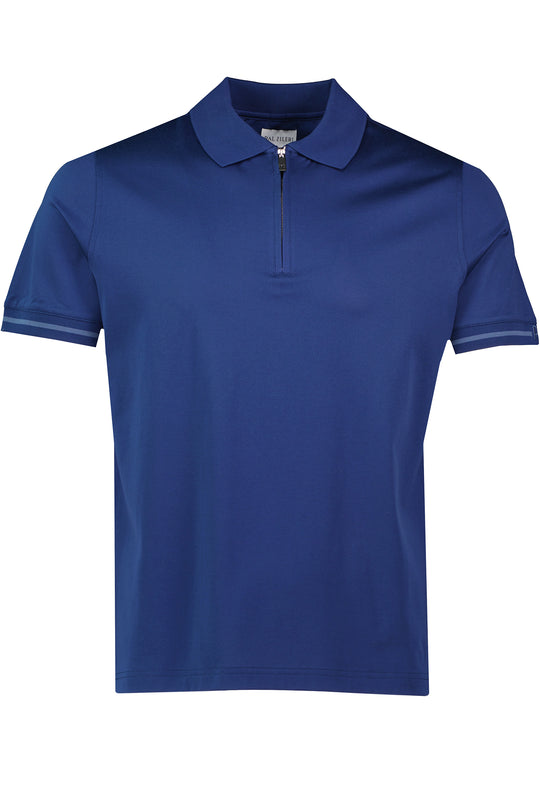 Men's Pal Zileri Blue Mercerised 1/4 Zip Polo Shirt